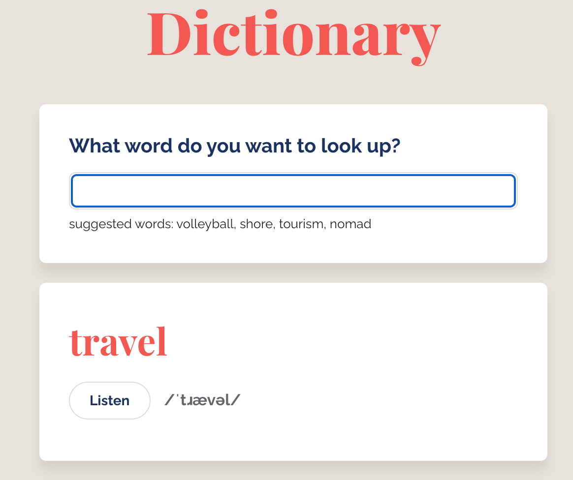 Dictionary app preview